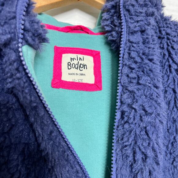 Mini Boden Blue Sherpa Teddy Vest Girls 11-12 - Picture 3 of 10